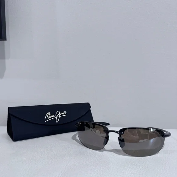 Maui Jim Ho'okipa 407 02 64 Men's Gloss Polarized Sunglasses - Black/Bronze - Picture 4 of 14